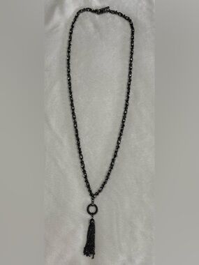 Black chain Tassel Pendant Necklace - Women's Fashion Jewelry